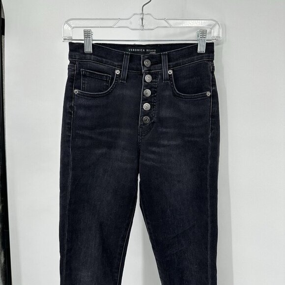 VERONICA BEARD jeans debbie ankle skinny high rise button fly washed onyx 25 - Picture 4 of 12